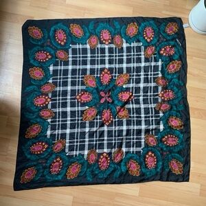 Diane Von Furstenberg true vintage Y2K jewel toned 100% silk scarf 50“ x 50”